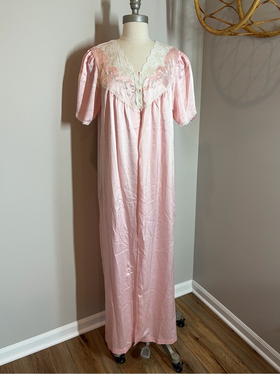 barbizon Other - vintage pink satin coquette whimsical maxi romantic nightgown cape dress